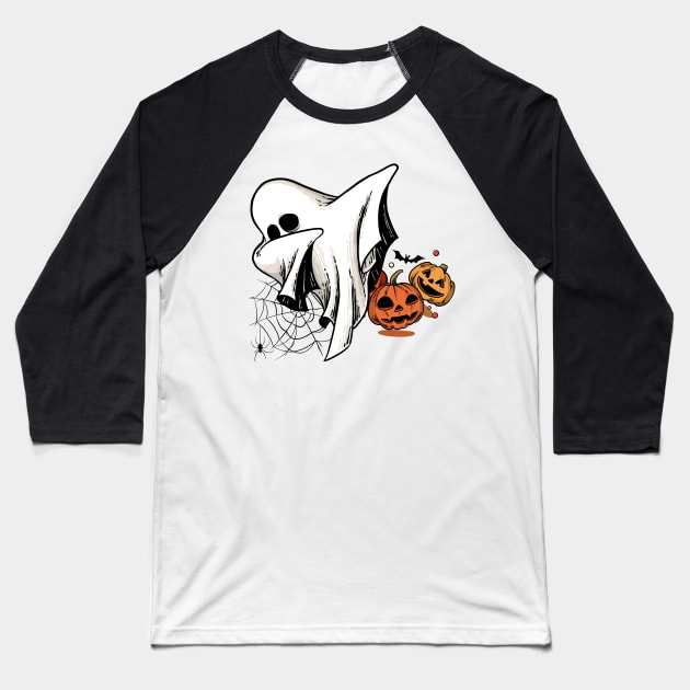 Ghost Halloween Dab Dance Baseball T-Shirt by Etopix